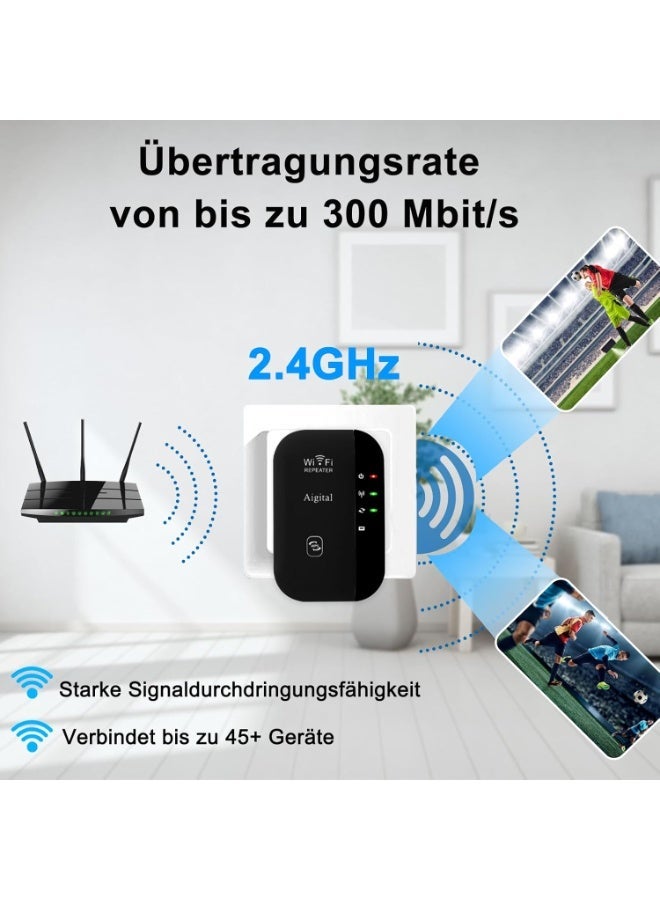 This Wi-Fi range extender/signal booster covers an area of ​​up to 279 square meters and supports 28 devices. It features an Ethernet port, quick setup, and is a wireless home signal booster. - Image 2